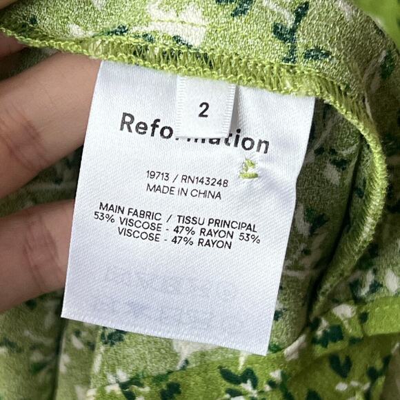 Reformation Gavin Dress in Samantha Light Green Floral Size 2 - Picture 7 of 8